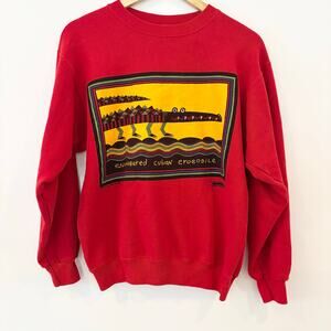 Vintage 1987 Hanes Greenpeace Endangered Species Red Crewneck Sweatshirt Medium